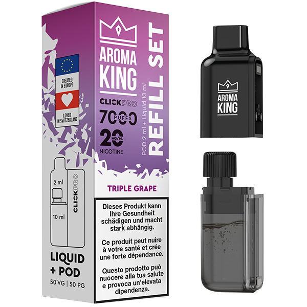 Aroma King Click Pro 7000 Tripple Grape (Pod + Liquid)